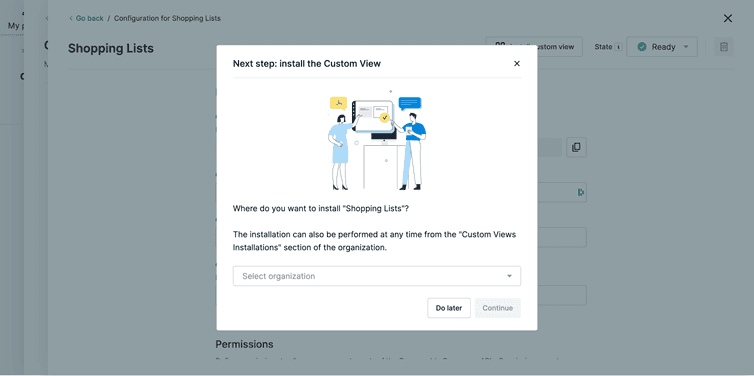 Installing the Custom View from the configuration details page.